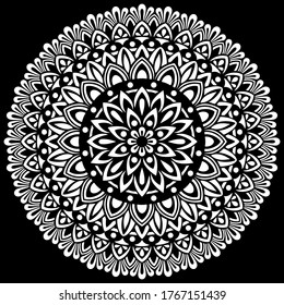 White mandala on black Pattern Stencil Doodles  Sketch Good mood