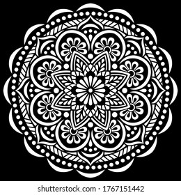 White mandala on black Pattern Stencil Doodles  Sketch Good mood