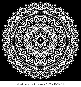 White mandala on black Pattern Stencil Doodles  Sketch Good mood