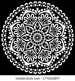 White mandala on black Pattern Stencil Doodles Sketch Good mood