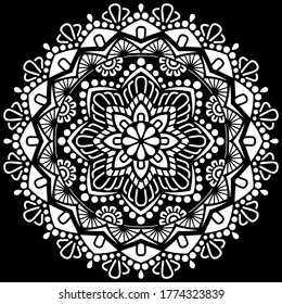 White Mandala On Black Pattern Stencil Stock Vector (Royalty Free ...