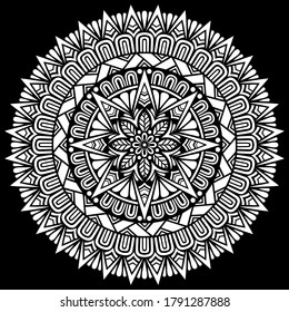 White mandala on black Pattern Stencil Doodles Sketch Good mood