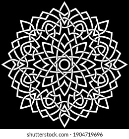 Mandala blanca sobre dibujos animados de esténcil del patrón negro