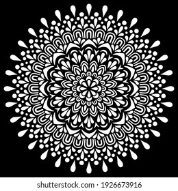 White mandala on black Pattern Stencil Doodles  Sketch Good mood       