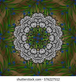 White mandala on golden background. vector illustration texture. Radial gradient shape.