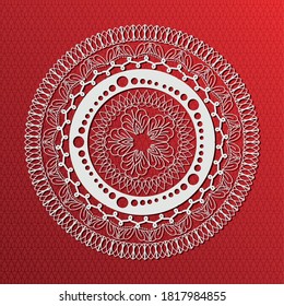 white mandala on red background design of Bohemic ornament indian and decoration theme Vector illustration
