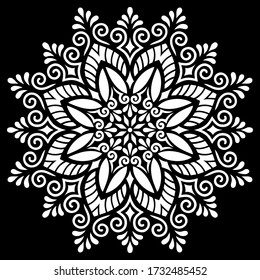 White mandala pattern on black stencil doodles sketch good mood