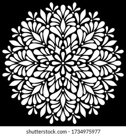 White mandala pattern on black stencil doodles sketch good mood