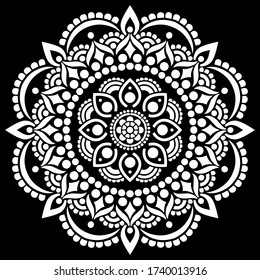 White mandala pattern on black stencil doodles sketch good mood