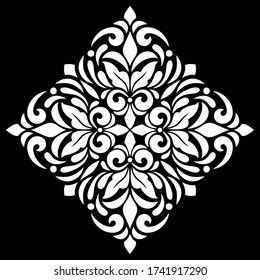 White mandala pattern on black stencil doodles sketch good mood