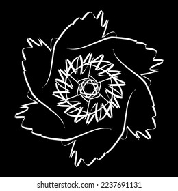 White mandala. Round Ornament Pattern on black background. Vector illustration