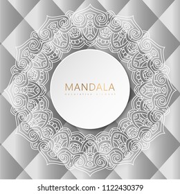 White mandala vector frame. Vector hand drawn circular decorative element. Elegant background.