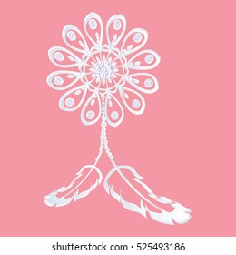 White Mandala,Dreamcatcher vector design.