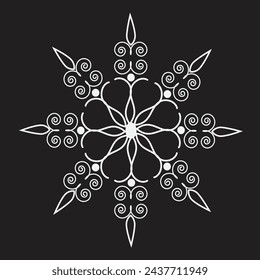 White mandalas, boho, ethnic patterns, t-shirt prints, coloring books for adults, yoga, meditation. Vector illustration of a stock isolated on a black background. Tattoo
background, Pattern Stencil Do