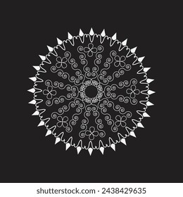 White mandalas, boho, ethnic patterns, t-shirt prints, coloring books for adults, yoga, meditation. Vector illustration of a stock isolated on a black background. Tattoo
background, Pattern Stencil Do