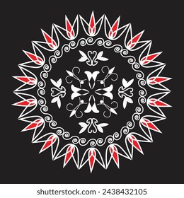 White mandalas, boho, ethnic patterns, t-shirt prints, coloring books for adults, yoga, meditation. Vector illustration of a stock isolated on a black background. Tattoo
background, Pattern Stencil Do