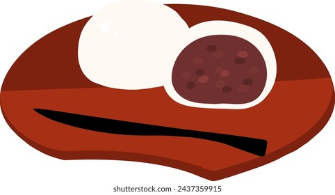 Ilustración plana de color blanco de manju (bollo de mermelada de frijol al vapor). Icono de vector.