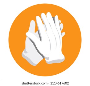 White man's old, retro, vintage gloves. Modern flat cartoons style vector illustration icons. Isolated on white background. Male gloves. Leather gloves. Gloves for waiter, the gentleman.