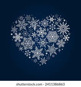 El blanco se balancea en forma de corazón sobre fondo azul oscuro. Bandera de encaje vectorial