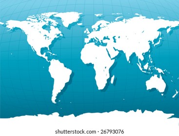 World Map Equirectangular Projection Equidistant Cylindrical Stock ...