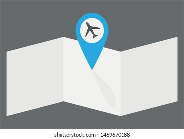 White map with airport marker.