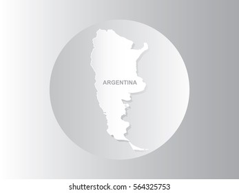 White map of Argentina in circle gradation on gray background