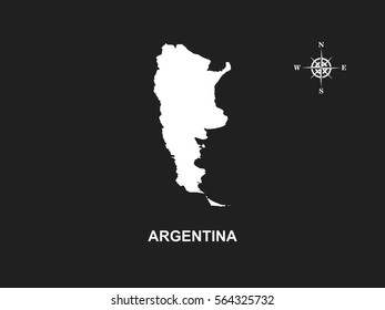 White map of Argentina on black background