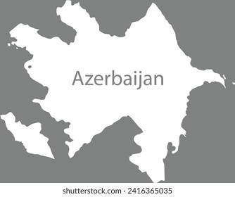 White map of Azerbaijan with the inscription of the name of the country inside map on gray background