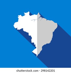 white map of brazil long shadow