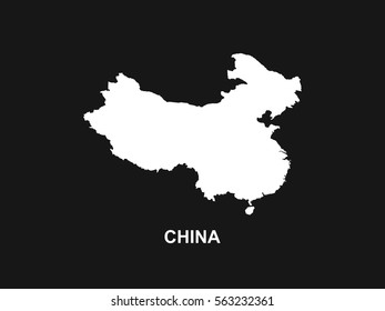 White map of China on black background