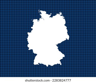 White map design isolated on blue neon grid with dark background of country Germany - vector illustration