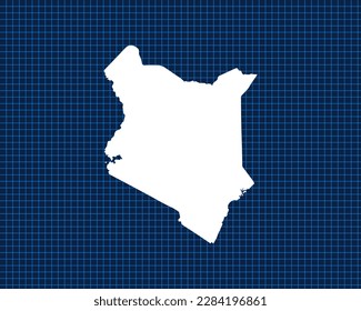 White map design isolated on blue neon grid with dark background of country Kenya - vector illustration