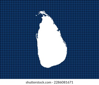 Diseño de mapas blancos aislado en la cuadrícula de neón azul con fondo oscuro del país Sri Lanka - ilustración vectorial