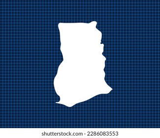 White map design isolated on blue neon grid with dark background of country Ghana - vector illustration
