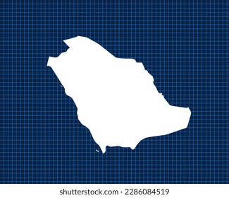 Weiße Karte einzeln auf blauem Neongitter mit dunklem Hintergrund Saudi-Arabien - Vektorgrafik