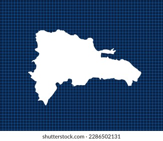 White map design isolated on blue neon grid with dark background of country Dominican Republic - vector illustration