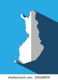 white map of finland with long shadow