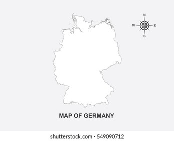 White map of Germany on gray background