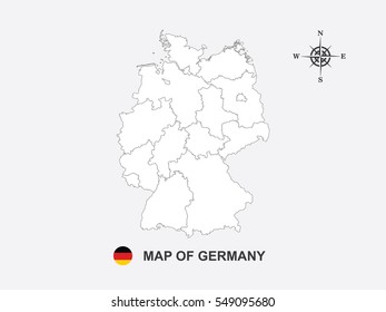White map of Germany on gray background