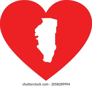 White map of Gibraltar inside red heart shape