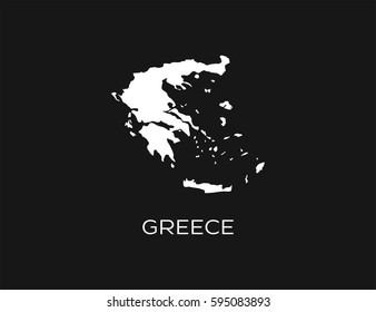 White map of Greece on black background