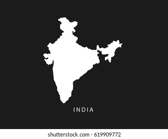 White map of India on black background.