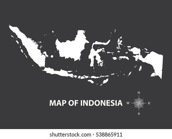 White map of Indonesia on black background