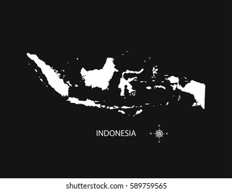 White map of Indonesia on black background