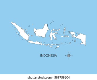 White map of Indonesia on blue background
