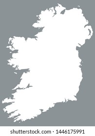 White Map of Ireland on Gray Background