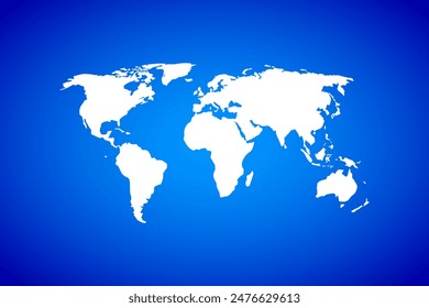 White map isolated on blue background design concept of world map - vector illustration