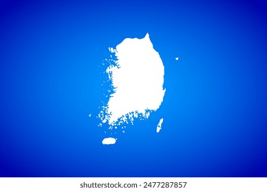 Mapa blanco aislado en el concepto de diseño de fondo azul de Country Corea del Sur - Ilustración vectorial