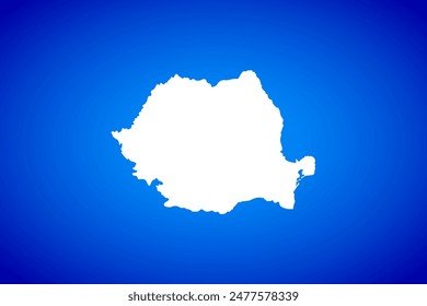 White map isolated on blue background design concept of Country Romania - vector illustration
