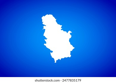 Mapa blanco aislado en el concepto de diseño de fondo azul de Country Serbia - Ilustración vectorial